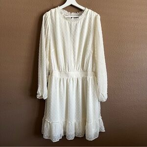 City Chic Dobby Vanilla Tiered Mini Dress Size 18 NWT